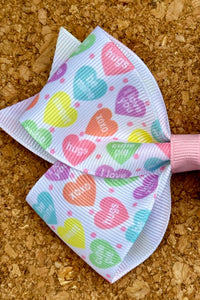 Candy Hearts Print Pattern Bow
