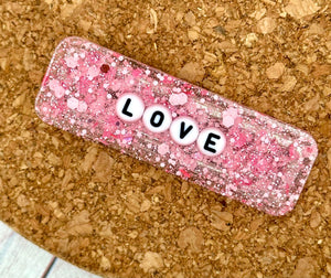 LOVE Rectangle Glitter Resin Clip