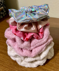 Pink Terry Cloth Scrunchie Set