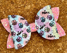 Load image into Gallery viewer, Bee Mine Glitter Leatherette Bow
