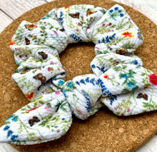 Load image into Gallery viewer, Butterflies and Wildflowers Bow Scrunchie
