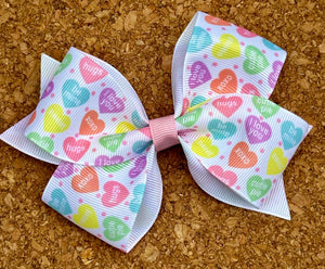 Candy Hearts Print Pattern Bow