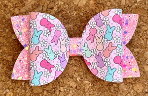 Bright Peeps Glitter Leatherette Bow