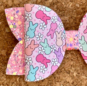 Bright Peeps Glitter Leatherette Bow