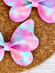 Pastel Dyed Butterfly Leatherette Piggies Bow