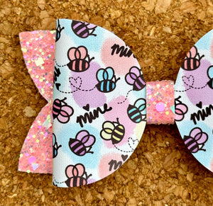 Bee Mine Glitter Leatherette Bow