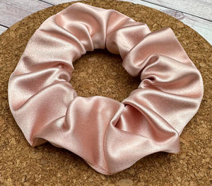 Pink Champagne Thick Satin Stretch Scrunchie