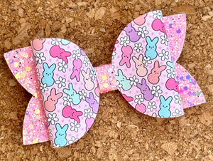 Bright Peeps Glitter Leatherette Bow