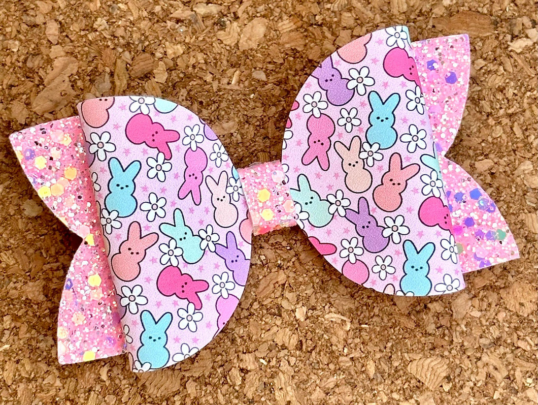 Bright Peeps Glitter Leatherette Bow