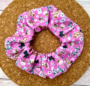 Puppies on Pink Scrunchie