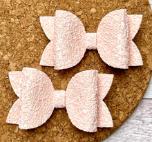 Load image into Gallery viewer, Light Peach Glitter Layered Leatherette Piggies Bows
