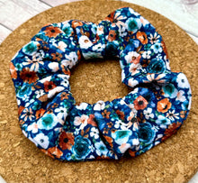 Load image into Gallery viewer, Rust and Royal Flower Fields Scrunchie
