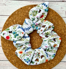 Load image into Gallery viewer, Butterflies and Wildflowers Bow Scrunchie
