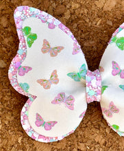 Load image into Gallery viewer, Pastel Butterfly Glitter Layered Leatherette Bow
