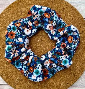 Rust and Royal Flower Fields Scrunchie