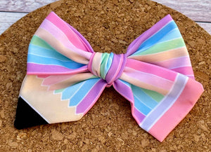 Rainbow Pencil Short Tails Fabric Bow