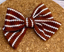 Load image into Gallery viewer, Football Laces Short Tails Fabric Bow
