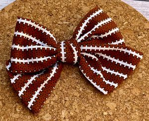 Football Laces Short Tails Fabric Bow