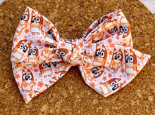 Load image into Gallery viewer, Orange Dog Short Tails Fabric Bow
