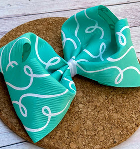 Seafoam Glitter Doodles JUMBO bow