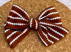 Football Laces Short Tails Fabric Bow