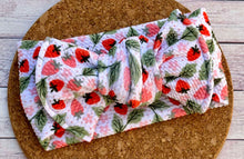 Load image into Gallery viewer, Strawberries Infant Knotted Bow Headwrap
