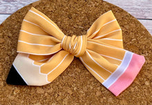 Load image into Gallery viewer, Yellow Pencil Short Tails Fabric Bow
