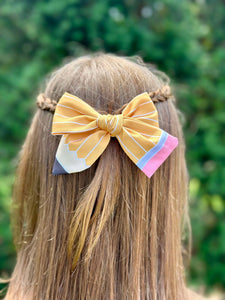 Yellow Pencil Short Tails Fabric Bow