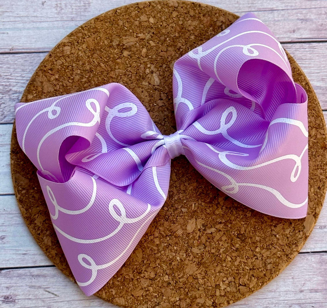 Lilac Glitter Doodles JUMBO bow