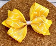 Load image into Gallery viewer, Yellow Doodles Glitter Pattern Ribbon Bow
