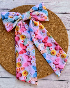 Butterflies Long Tails Fabric Bow