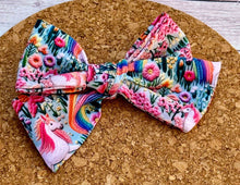 Load image into Gallery viewer, Unicorn Short Tails Fabric Bow
