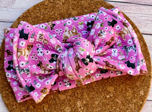 Dogs Infant Knotted Bow Headwrap