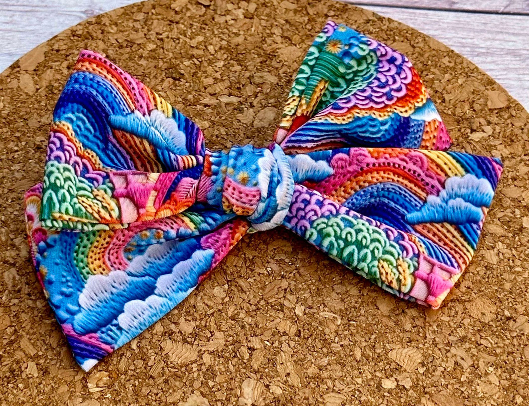 Rainbows Short Tails Fabric Bow