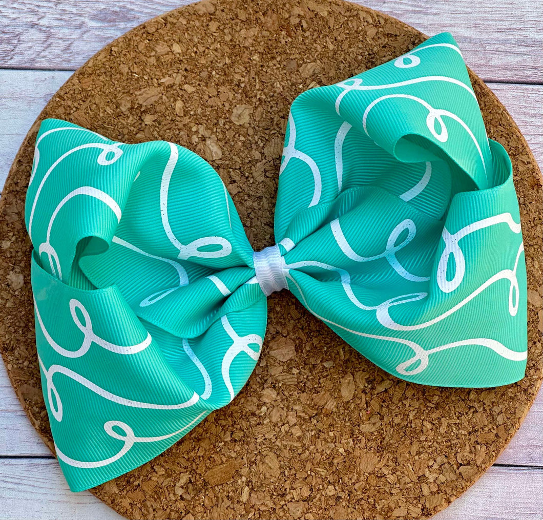 Seafoam Glitter Doodles JUMBO bow