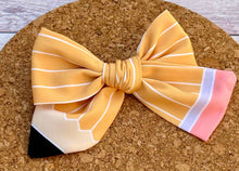 Load image into Gallery viewer, Yellow Pencil Short Tails Fabric Bow
