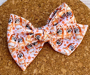 Orange Dog Short Tails Fabric Bow