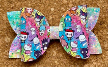 Load image into Gallery viewer, Rainbow Kitty And Friends Glitter Layered Leatherette Bow
