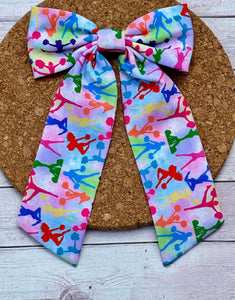 Cheer Colorful Long Tails Fabric Bow