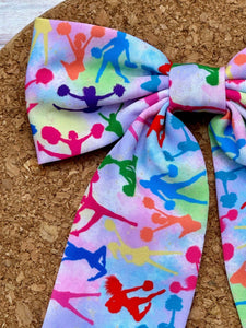 Cheer Colorful Long Tails Fabric Bow