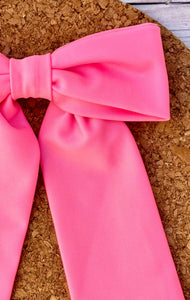 Pink Swim Long Tails Fabric Bow