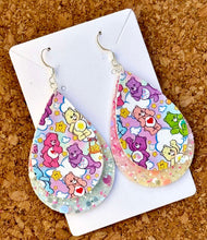 Load image into Gallery viewer, Rainbow Bears Layered Glitter Teardrop Dangle Earrings
