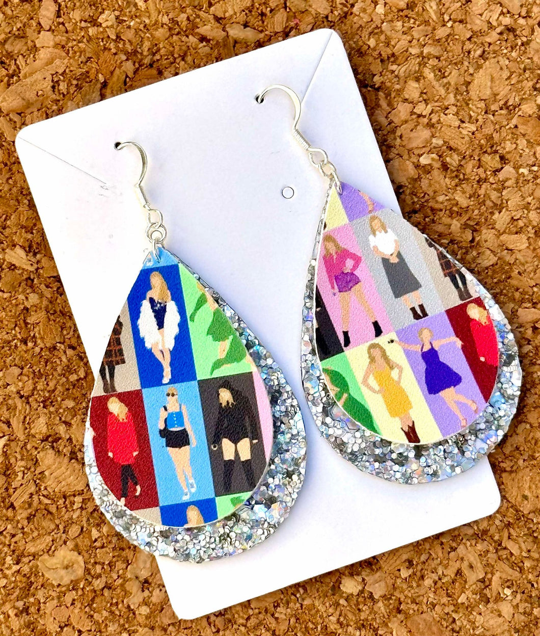 Eras Outfits Layered Glitter Teardrop Dangle Earrings