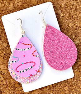 Friendship Bracelets Layered Glitter Teardrop Dangle Earrings