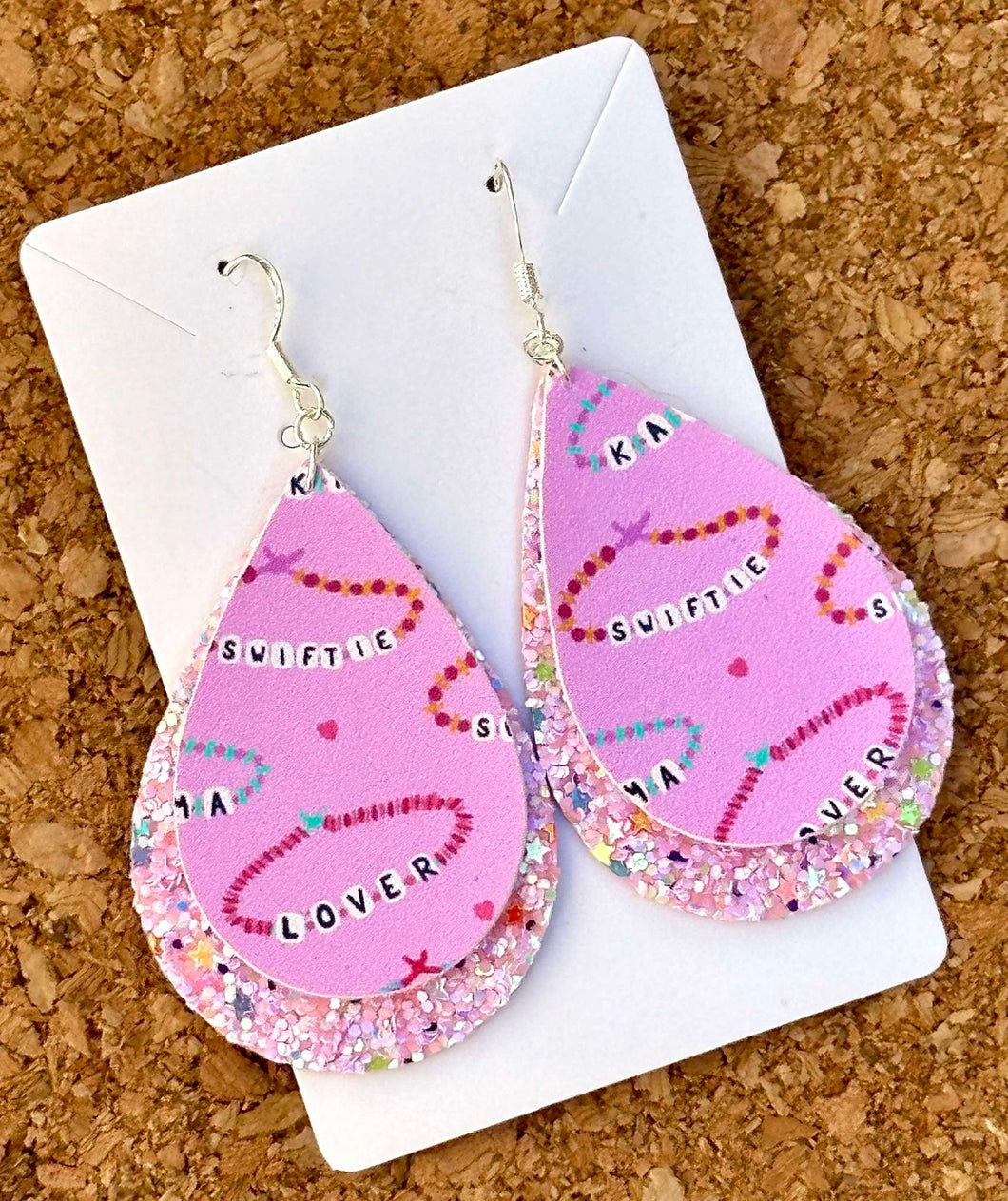 Friendship Bracelets Layered Glitter Teardrop Dangle Earrings