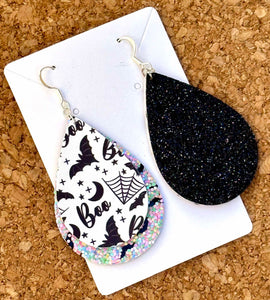 Boo Bats Layered Glitter Teardrop Dangle Earrings