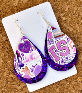 TS Layered Glitter Teardrop Dangle Earrings