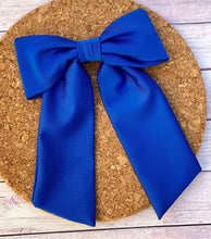 Load image into Gallery viewer, Royal Blue Swim Long Tails Fabric Bow
