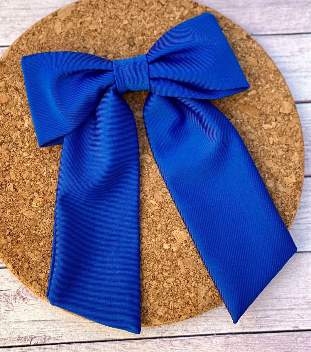 Royal Blue Swim Long Tails Fabric Bow