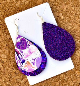 TS Layered Glitter Teardrop Dangle Earrings